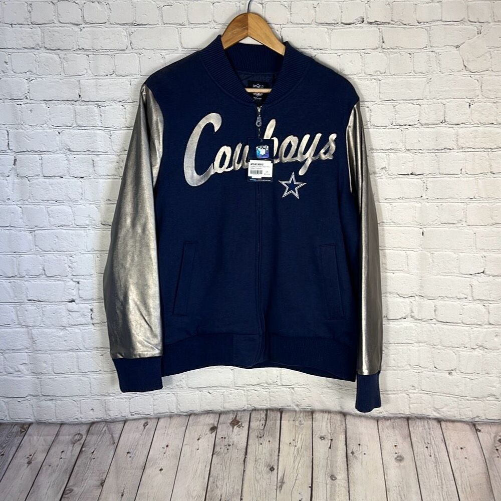 NFL Dallas Cowboys Unique Womens Full Zip Track Varsity Jacket‎ Coat size 2XL